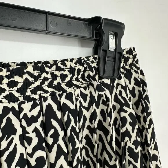 70s Vintage Skirt Womens Small Black Midi Print Pleated Cottage Boho Bohemian - Picture 4 of 7